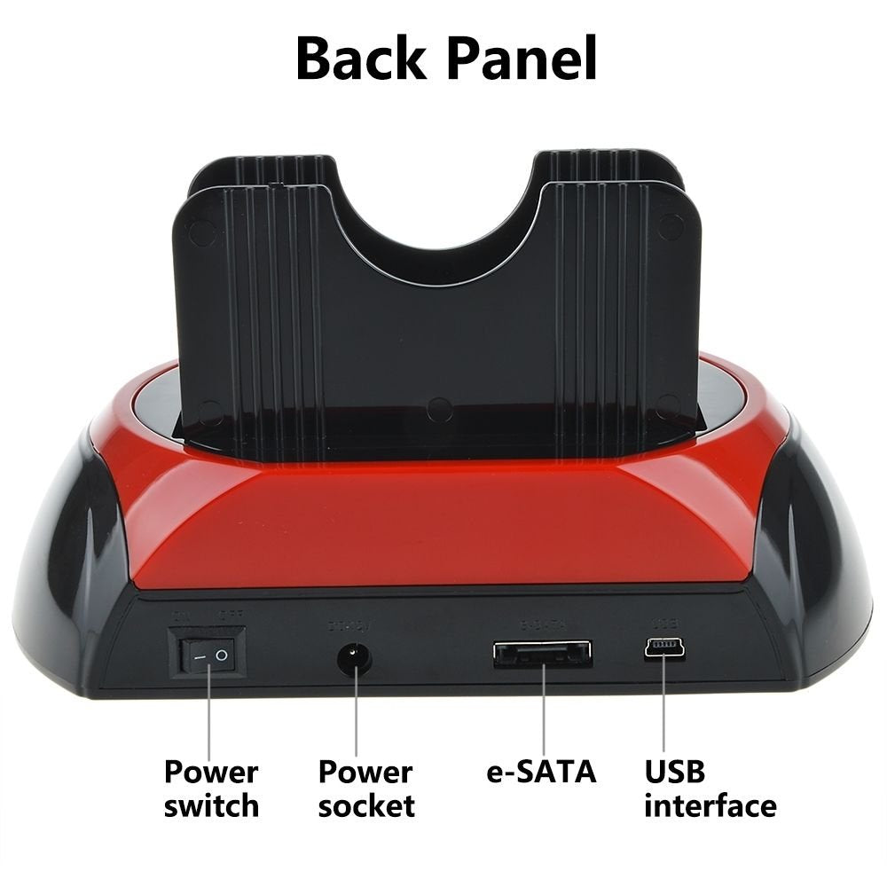 Tccmebius Hard Drive Docking Station, TCC-S862-US USB 2.0 to 2.5 3.5 Inch SATA IDE Dual Slots External Enclosure with All in 1 Card Reader and USB 2.0