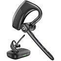 Wireless Headset Bluetooth Earpiece with Dual Noise Canceling Microphone Hands Free Headphones Single Ear Earphone Over Ear Earbud for iPhone Samsung