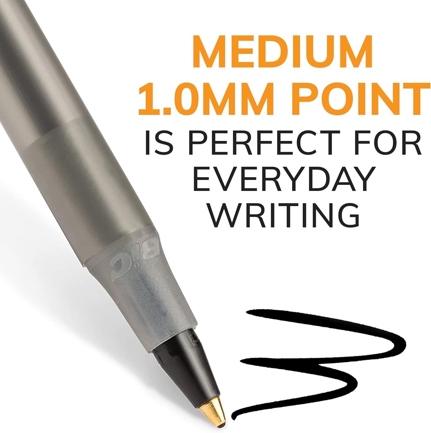 BIC Round Stic Xtra Life Black Ballpoint Pens, Medium Point (1.0mm), 36-Count Pack of Bulk Pens, Flexible Round Barrel for Writing Comfort, No. 1
