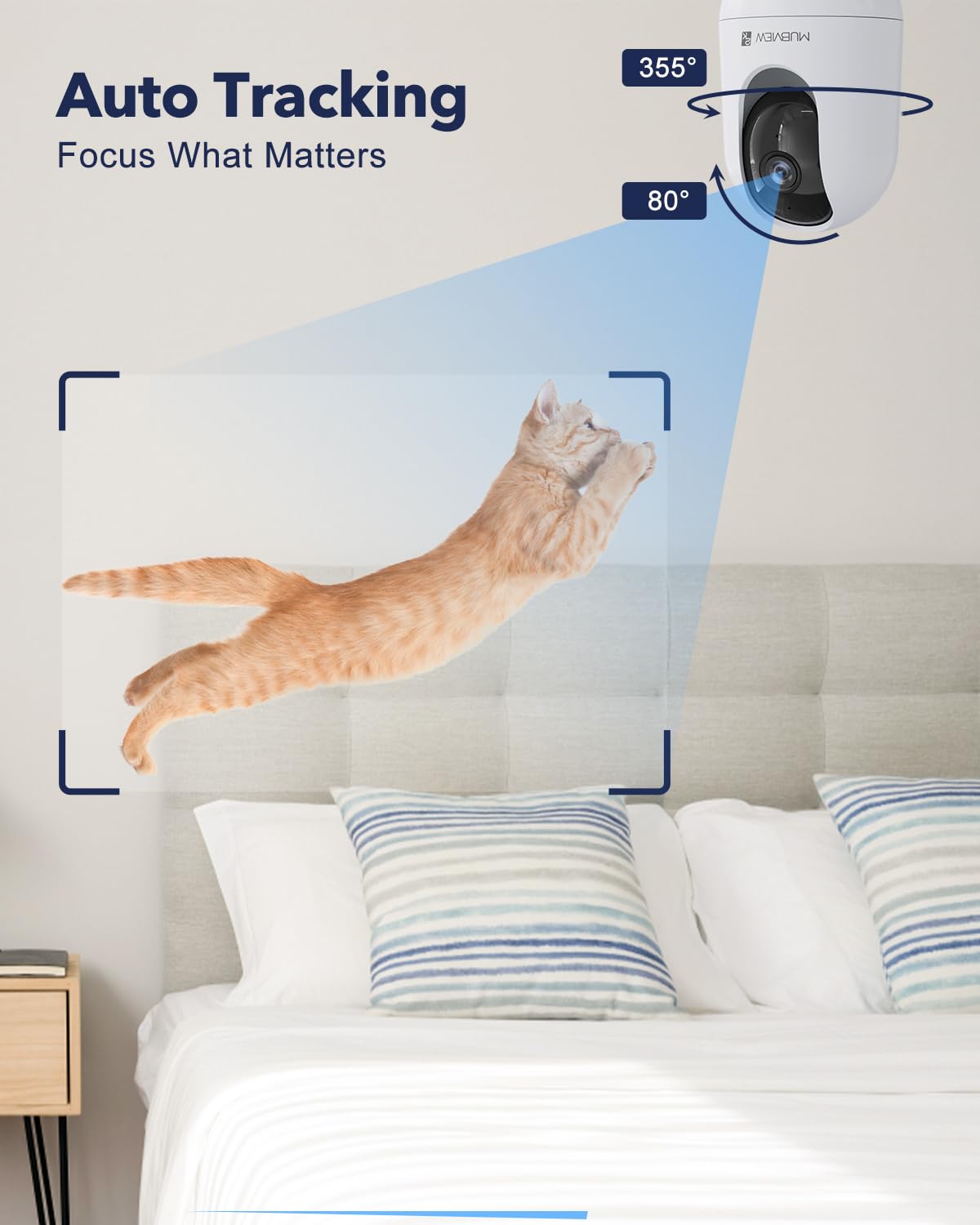 Indoor Security Camera 2K, Pet Camera with Phone App, WiFi Cameras for Home Security Camera for Dog/ Baby Monitor/Elder Pan Tilt, 5/2.4GHz, 24/7