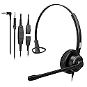 MAIRDI Phone Headset with 2.5mm & 3.5mm Connector for Deskphone Cell Phone PC Laptop, Mono Call Center Office Headset with Noise Cancelling Microphone