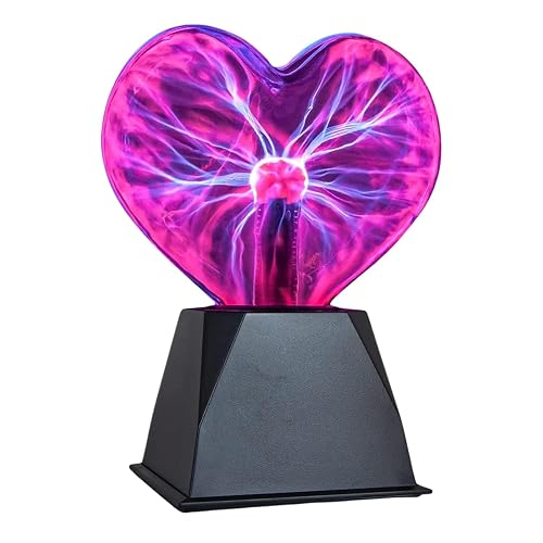 Tradeopia 8 Inch Heart Shaped Touch & Sound Sensitive Plasma Lamp, Globe for Home & Office Decoration