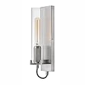Hinkley Ryden Single Light Wall Sconce, Clear Glass Shade, Modern Industrial, Sleek, Slender, Brushed Nickel Finish
