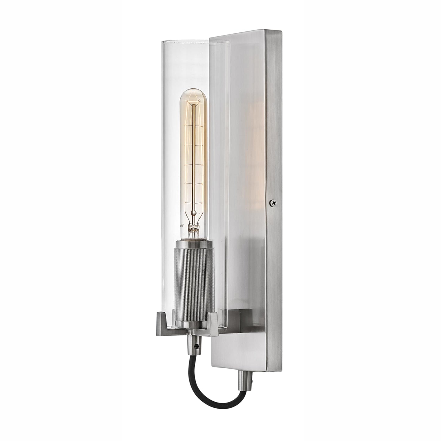 Hinkley Ryden Single Light Wall Sconce, Clear Glass Shade, Modern Industrial, Sleek, Slender, Brushed Nickel Finish