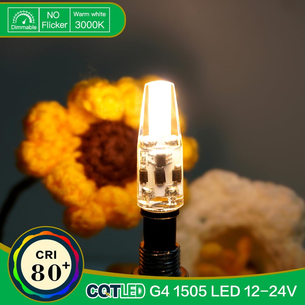 G4 LED Bulb 2W, Warm White 3000K, AC/DC 12V-24V 1505 COB LED Light Bulbs Equivalent to 20W T3 JC Type Bi-Pin G4 Base Halogen Bulb, 6-Pack
