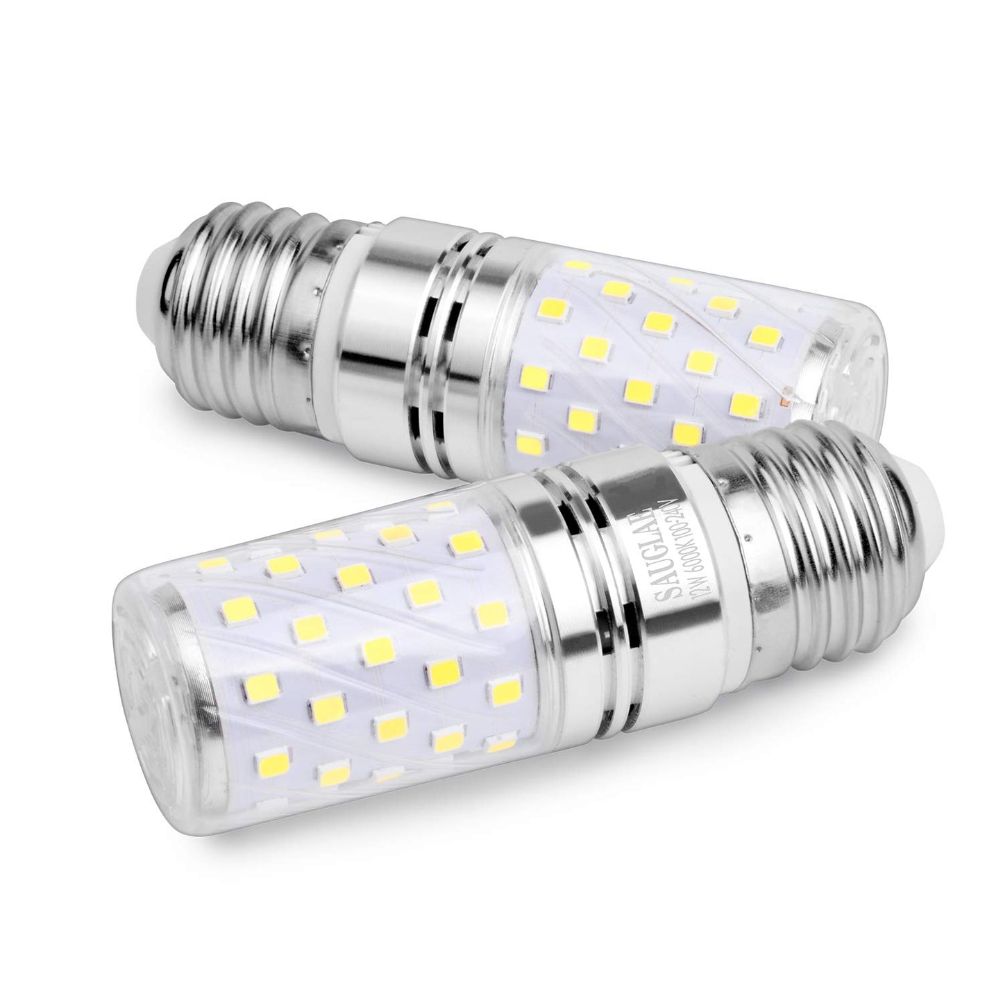 SAUGLAE LED 12W Corn Bulbs, 100W Incandescent Bulbs Equivalent, 6000K Cool White, Non-Dimmable, 1200Lm, E26 Edison Screw Light Bulbs, 4-Pack