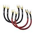 WJSTN Fork Spade Plug to Spade Plug Speaker Jumper Cable?8AWG Y Plug to Y Plug Cable, for DIY Home Theater, Speaker etc 8in/4-Pack