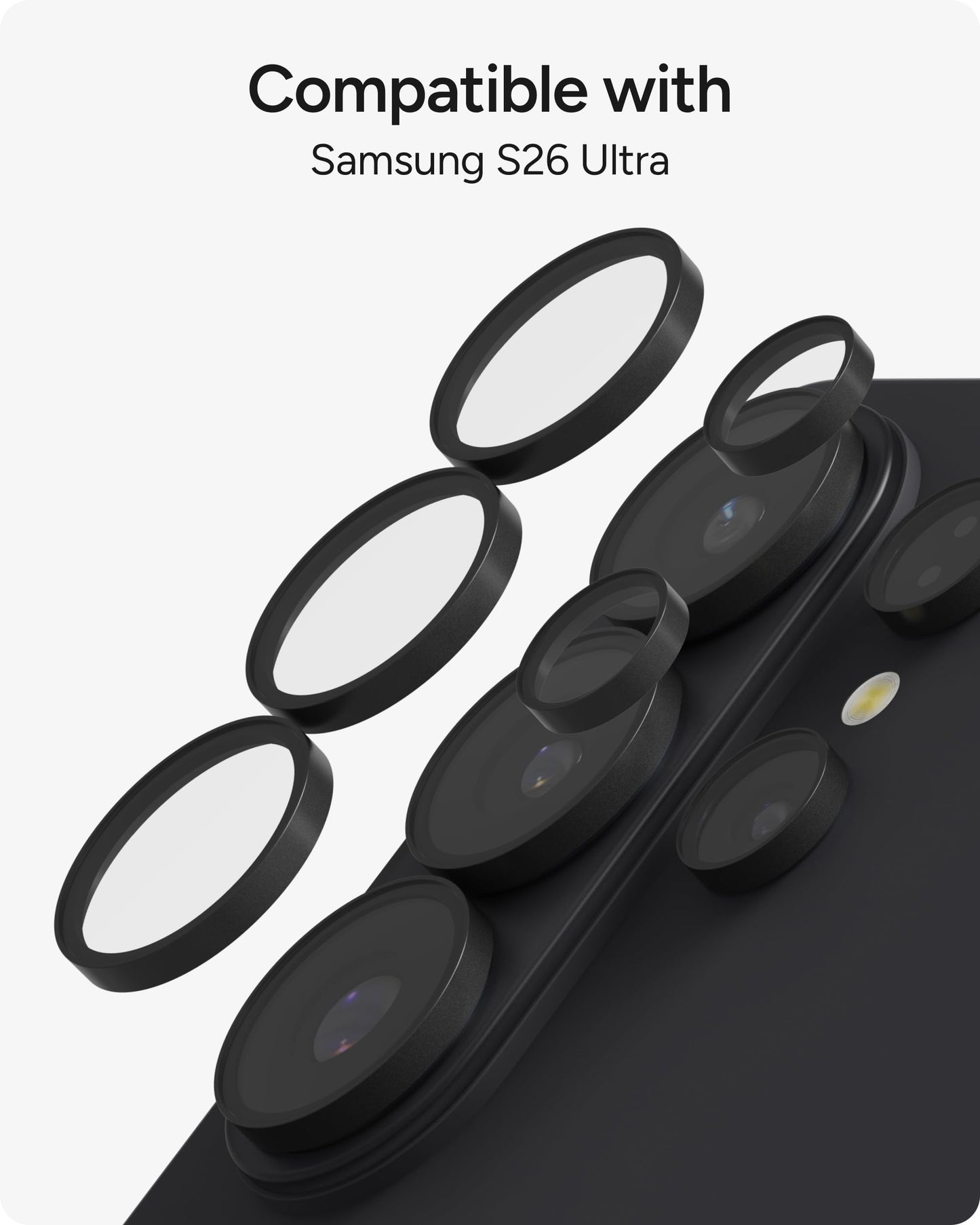 ZAGG Glass Elite Samsung Galaxy S26 Ultra Camera Lens Protector - Anti-Reflective, 5X Stronger Impact & Scratch Resistant Aluminosilicate Glass - Easy