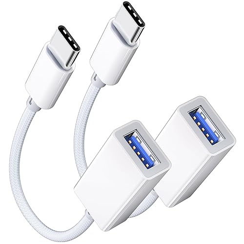 USB C to USB 3.0 Adapter [2 Pack], USB C Male to USB Female OTG Cable Thunderbolt3 to USB Adapter Compatible with MacBook Pro/Air, iPhone 17 Pro…
