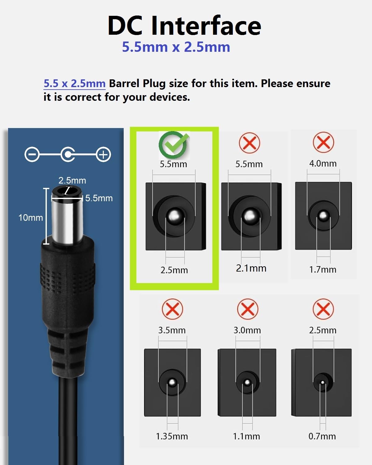 12V 2A 24W DC Power Supply Adapter, AC 100-240V 50-60Hz to 12 Volt 2Amp Transformer, DC 12V Power Cord with 5.5mm x 2.5mm Barrel Connector for CCTV…