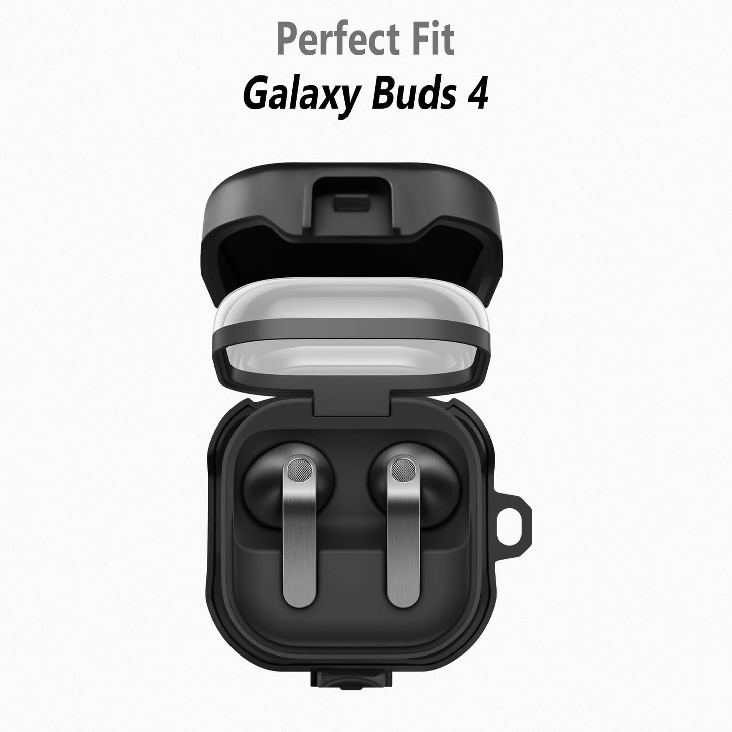 Geiomoo Soft Silicone Cover for Samsung Galaxy Buds 4 Pro Case, Samsung Galaxy Buds 4 Case, Funny Cartoon Game Design with Carabiner (Black)