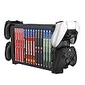 TNP Games Storage Tower (Up to 15 CD Disc) For PS5 Game Disk Rack and Controller Stand Holder For Xbox Series X/Nintendo Switch/PS4 Controller Stand