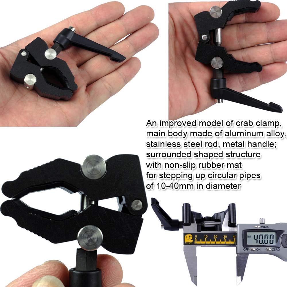 iShoot Improved Versatile All-Metal Crab Clamp Magic Hand Pliers with 1/4" & 3/8" Screw Hole, Used for Photography Camera Tripod Studio Flash Light