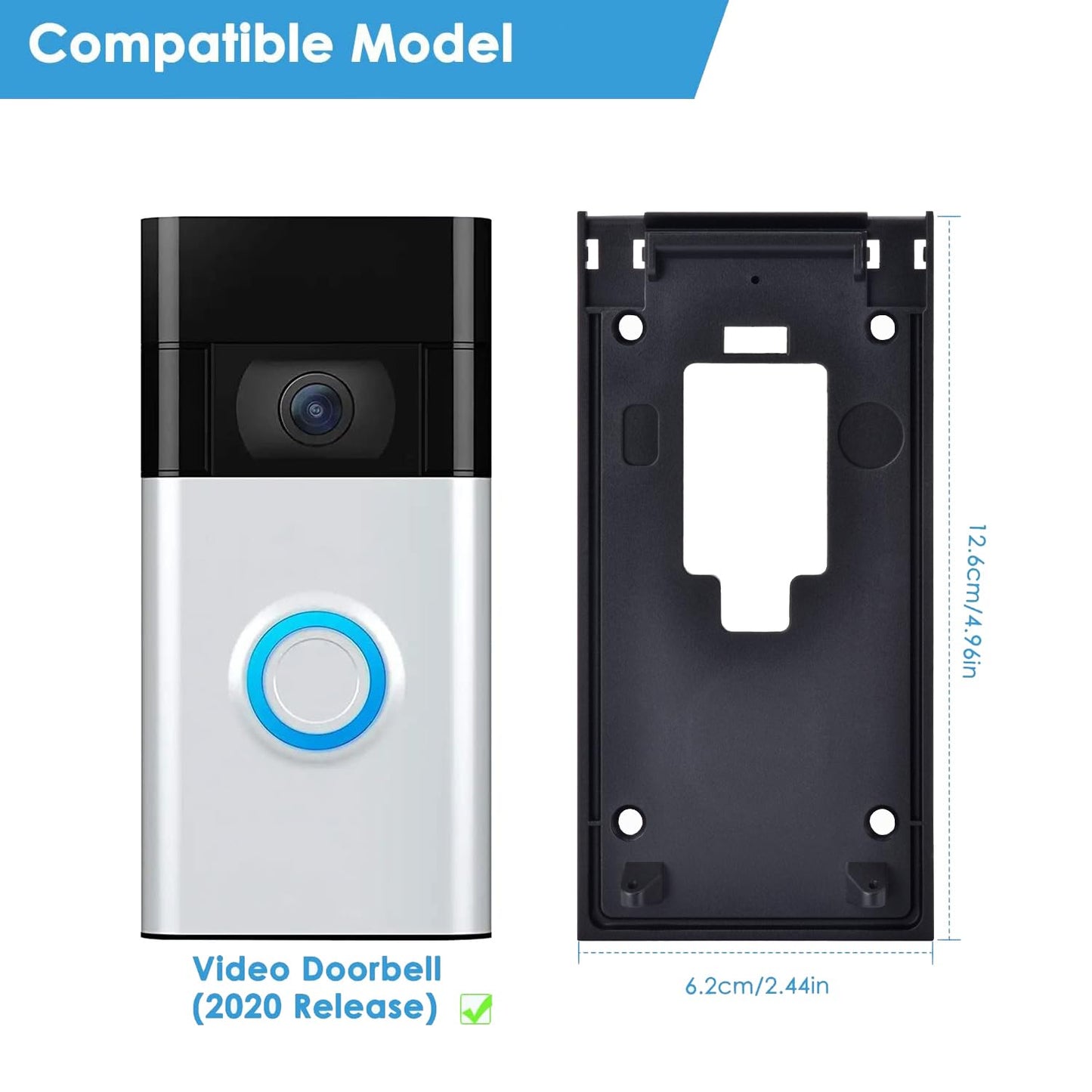 Fansoun No-Drill Adhesive Mount for Ring Video Doorbell (2nd Generation - 2020 Release), Mounting Bracket Accessories for Apartments Office Houses