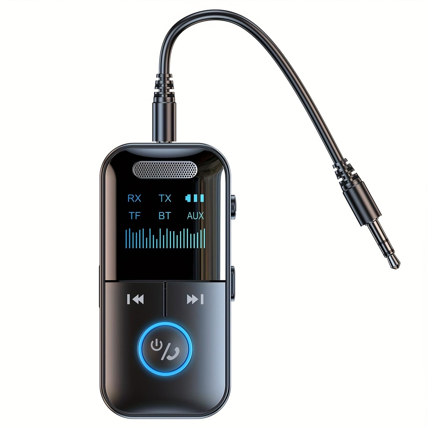 Aux Bluetooth 5.4 Adapter for Car, 2 in 1 Bluetooth Receiver Transmitter for Car with Display Screen, Suitable for Cars, Speakers, Stereo Systems