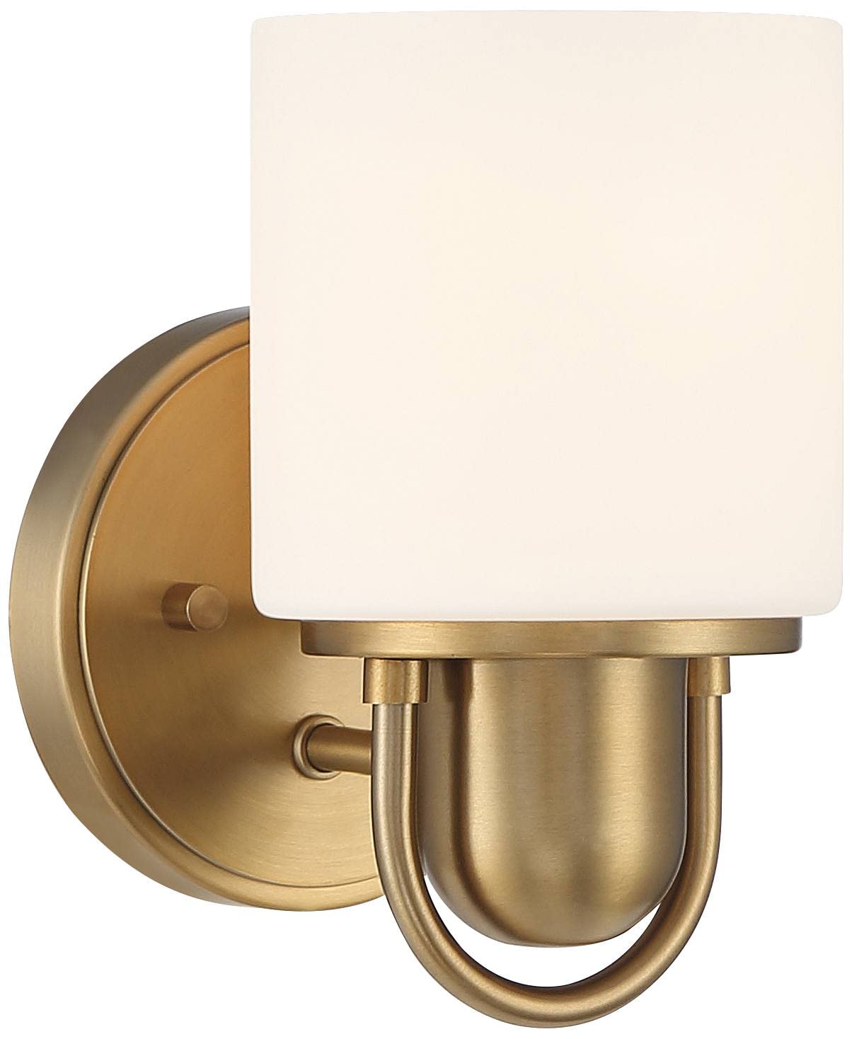 Possini Euro Design Copenhagan Modern Wall Light Sconce Warm Brass Gold Metal Hardwired 4 3/4" Fixture White Glass Shade for Bedroom Bathroom Vanity
