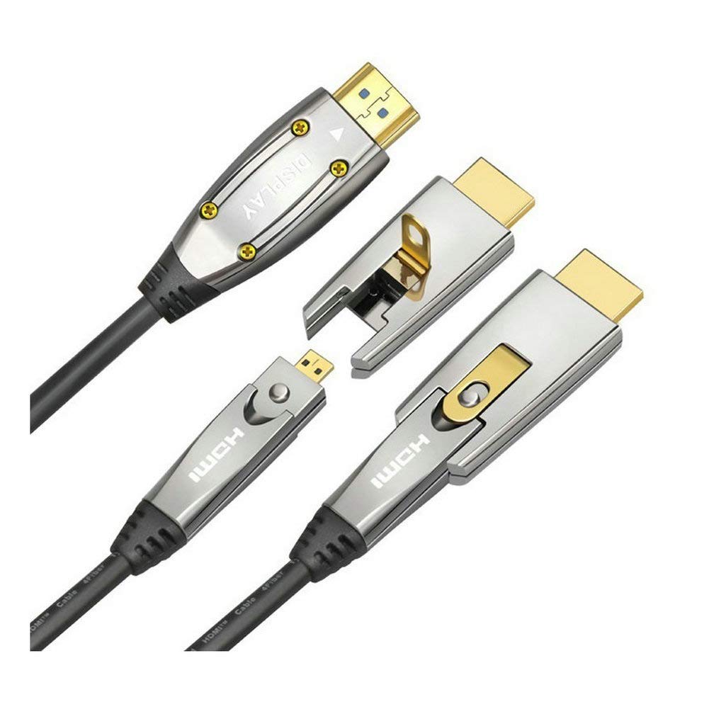 Jeirdus 20ft 6Meters AOC HDMI Fiber Optic Cable 18Gbps High Speed 4K60HZ, with Small Micro and Standard HDMI Connectors,Easy to Pipe Routing