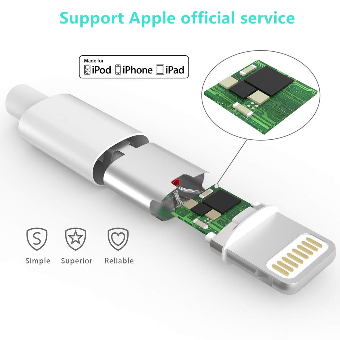 Apple Original Charger [Apple MFi Certified] Lightning to USB Cable Compatible iPhone Xs Max/Xr/Xs/X/8/7/6s/6plus/5s,iPad Pro/Air/Mini,iPod…