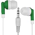 LowCostEarbuds Bulk Pack of 25 Green/White Earbuds/Headphones Individually Wrapped CB-GREEN-25-WRAP-FBA CB-GREEN-25-WRAP-FBA