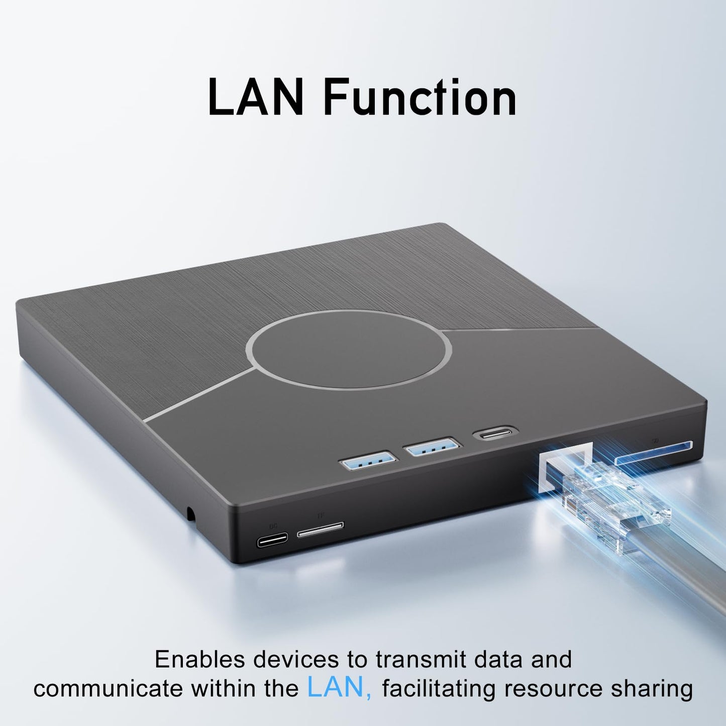 7 In 1 External CD Drive for Laptop, USB 3.0 & Type-C CD Rom External Drive for Laptop with Ethernet Interface, 3 USB and SD/TF Card, USB DVD Drive