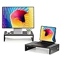 Monitor Stand Riser for Desk 2 Pack, Computer Stand Dual Monitor Riser, Monitor Stand Riser MDF 2 Tier Adjustable Monitor Stand