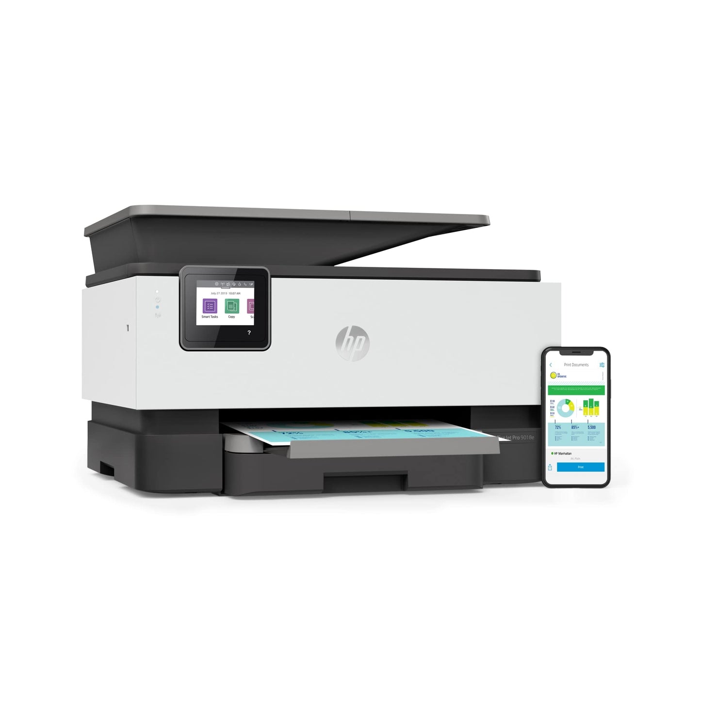 HP OfficeJet Pro 9018e Wireless Color All-in-One Printer with Bonus 6 Months Instant Ink (1G5L5A), White