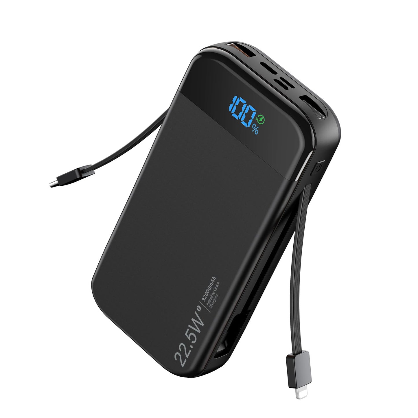 LENGSUM Portable Charger 32000mAh 22.5W Built-in Cables USB C Fast Charging