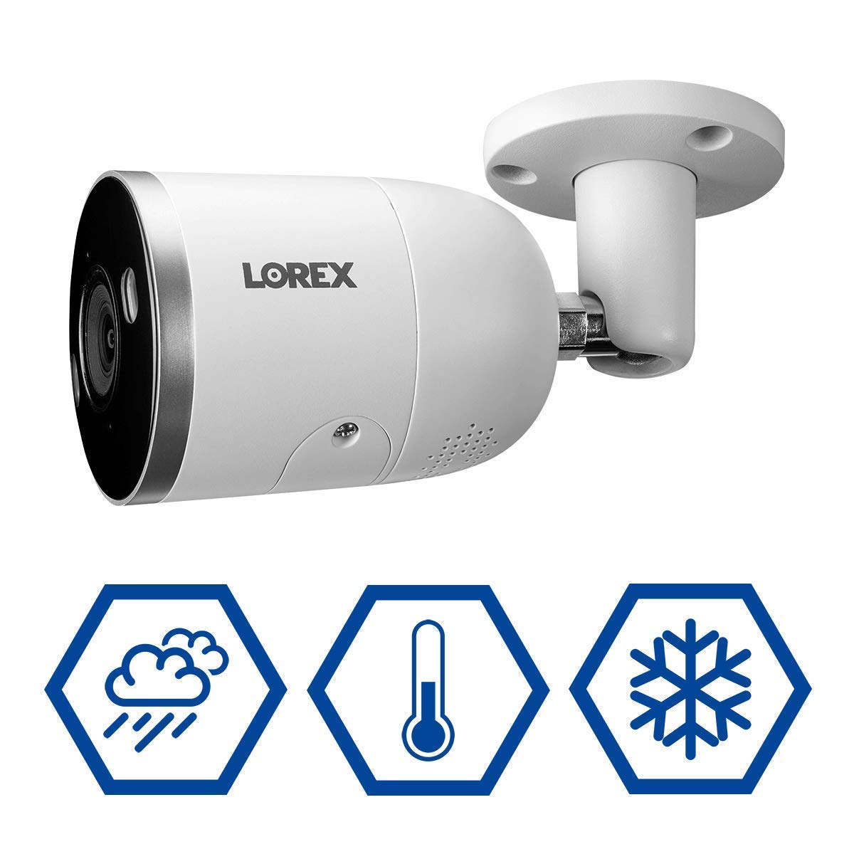 Lorex E892AB Indoor/Outdoor 4K Ultra HD Smart Deterrence IP Bullet Camera with Smart Motion Plus, 150ft NV, CNV, 2.8mm, IP67, White (Renewed)