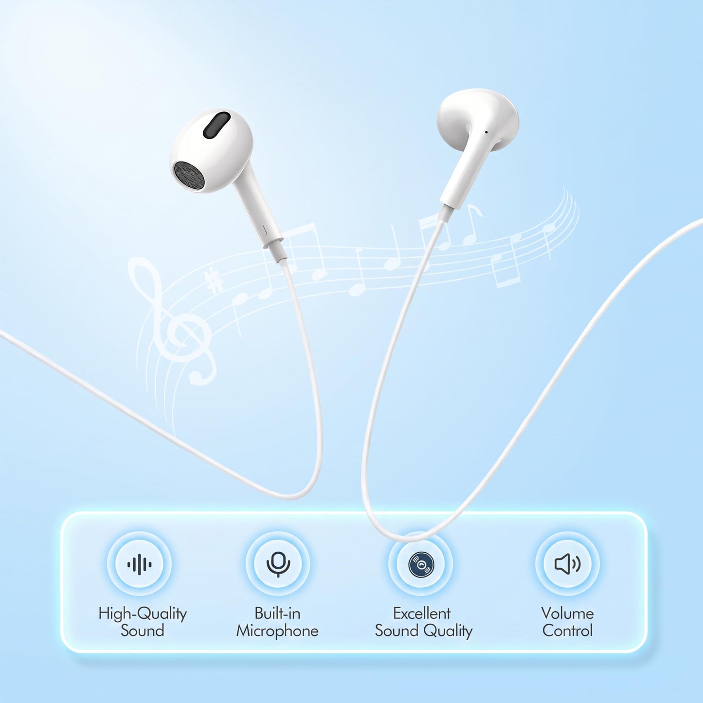 YouthCity 2 Packs for iPhone Headphones Wired Earbuds/Earphones