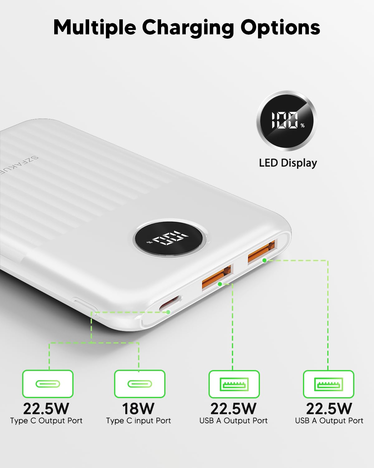 Szfakuer Portable Charger,Ultra Slim 10000mAh 22.5W Power Bank,USB C in/Output Fast Charging Mini Battery Pack Compatible with iPhone 17 16 15 14