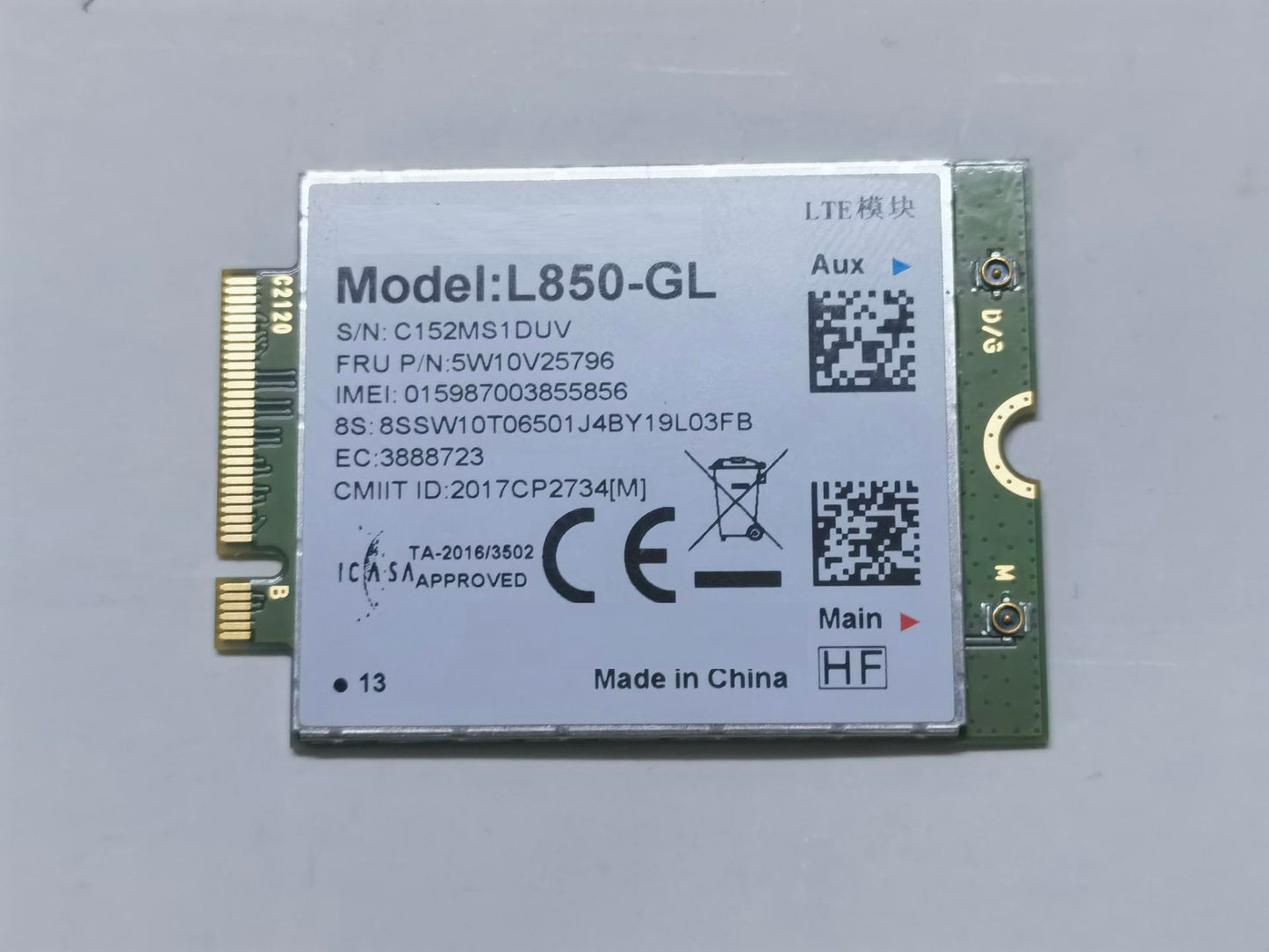 WWAN L850-GL 4G LTE Card 5w10v25796 for Thinkpad C14 Gen 1 Chromebook 300e 500e