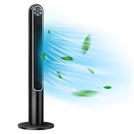 LDAILY 42'' Tower Fan with Remote, 80° Oscillating Pedestal Fan with 3 Wind Modes, 12H Timer & LED Display, Portable Bladeless Standing Fan Low Noise