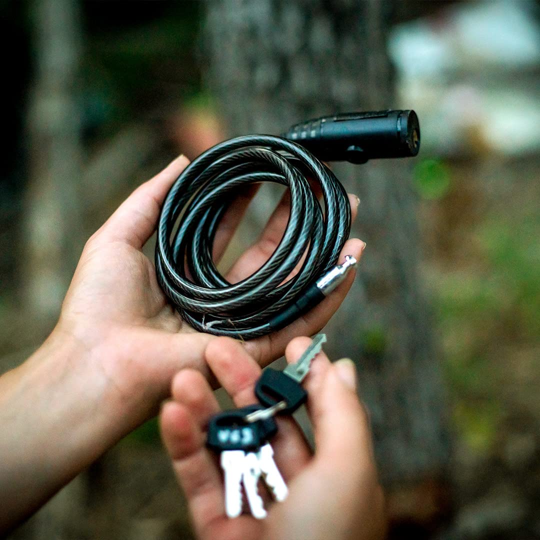Vosker 2 Keys Cable Lock for Security Cameras | 6 Feet Long Flexible Braided Steel | Universal Locking Cable and Flexible Lock Cable (Protection Box