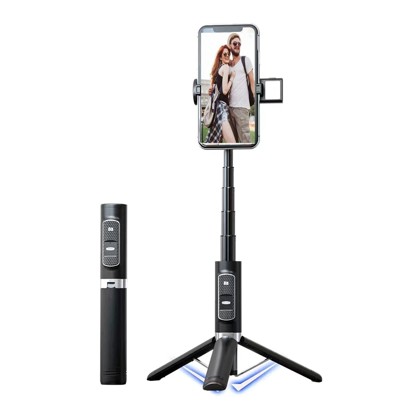 Anvirtue 6 in 1 Wireless Selfie Stick Wireless Foldable Mini Tripod with Fill Light Shutter Remote Control for iOS Android (Black)
