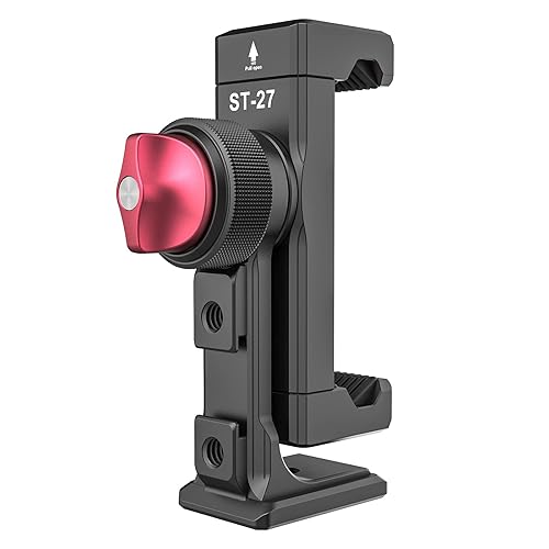 Metal Phone Tripod Mount 3 Cold Shoes & Arca Port, 360° Smartphone Tripod Adapter for iPhone 17 16 15 Cell Phone Stand Holder for Desktop Video Live