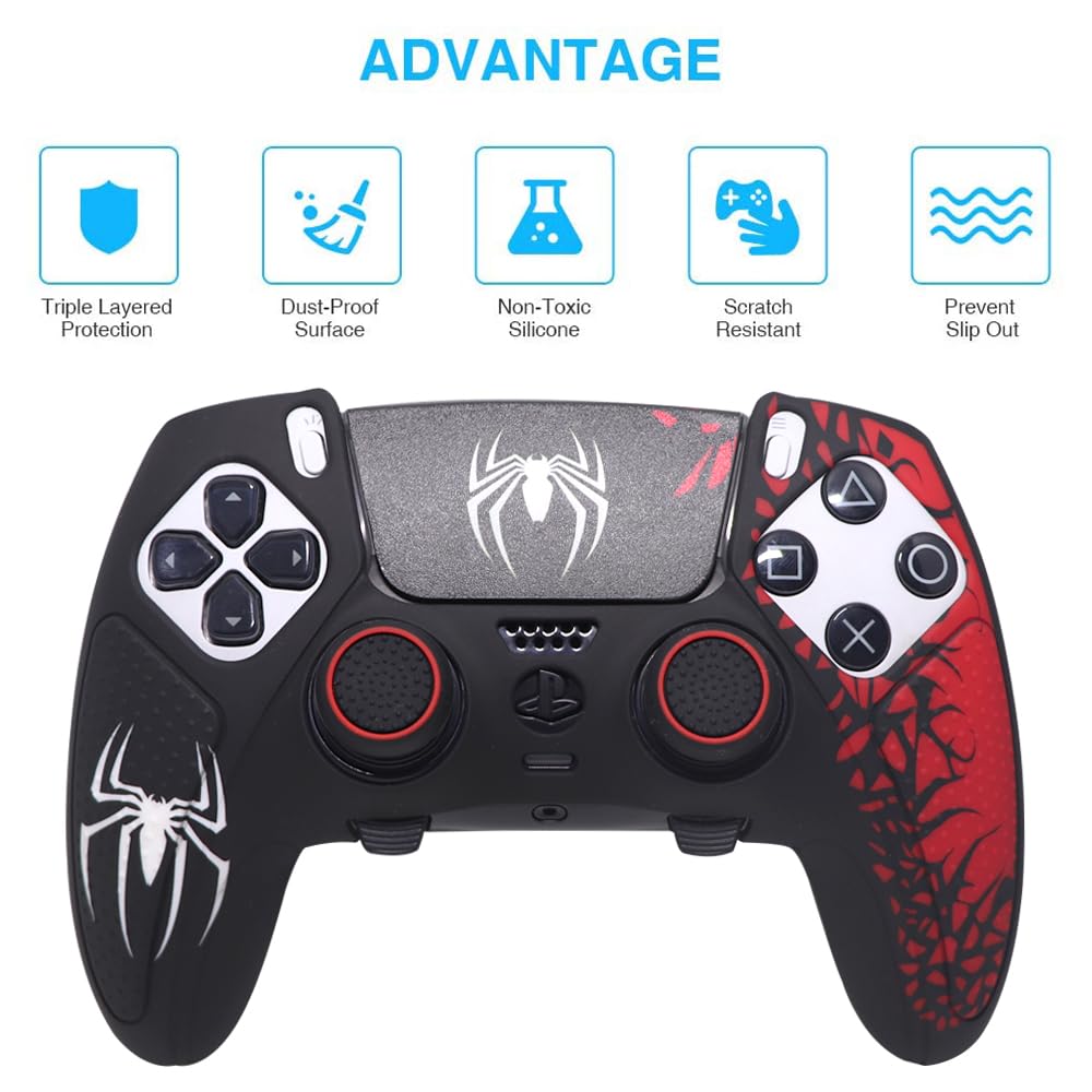 Ivyueen Anti-Slip Silicone Skin for Playstation 5 PS5 Edge Wireless Controller Protective Cover Case & Touch Pad Sticker Thumb Grip Caps for DualSense