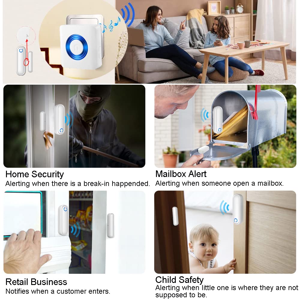 YisTech Caregiver Pager Door Alarms for Dementia Patients/Kids Safety/Home Security,Wireless Door Alarm Sensor for Elderly/Business/Home/Store (Three