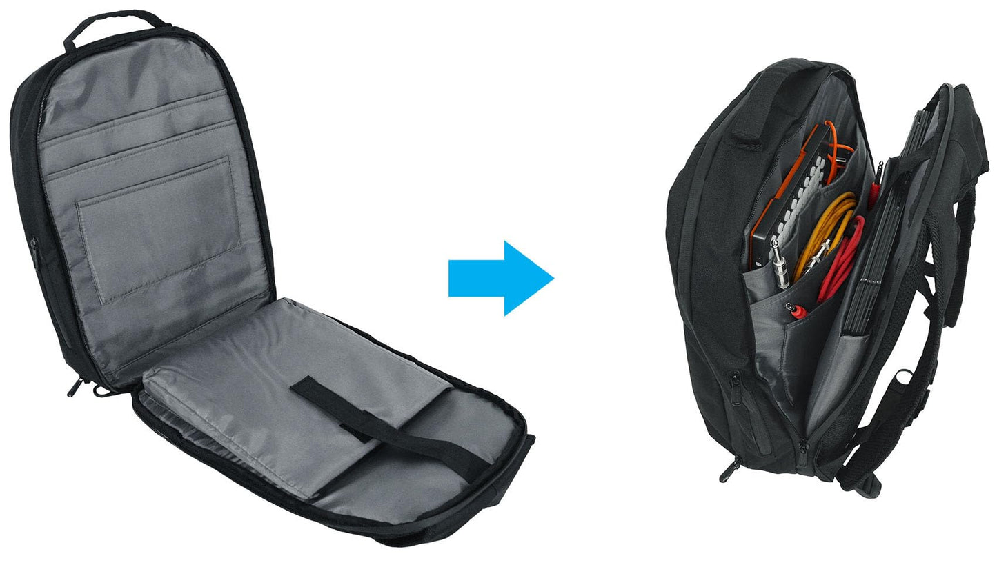 Rockville DJBP24 Rugged DJ Backpack, 11 Compartments, Fits Two 17" Laptops, YKK Zippers, Waterproof Track, Rubber Feet, for DJs, Musicians, and