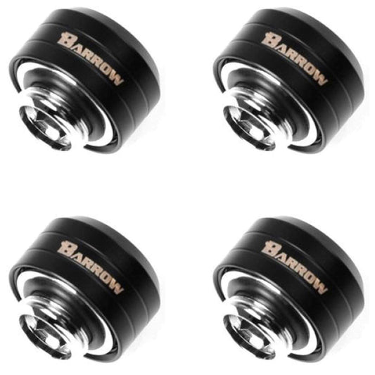 Barrow 4-Pack G1/4" to 14mm Brass Water Cooling Fitting, Smooth Black Finish, 19.9cm Length, Desktop Compatible