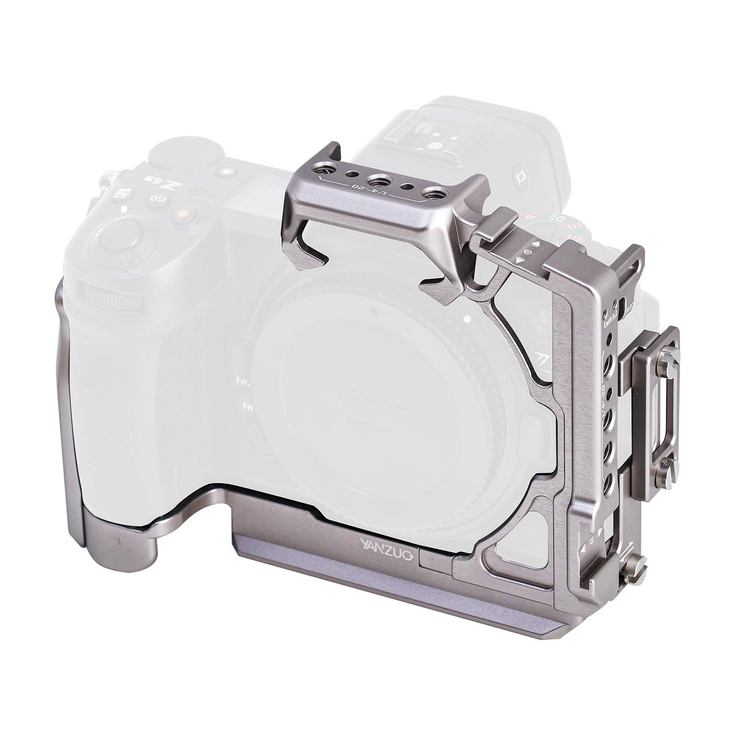 YANZUO Full Camera Cage for Nikon Z6 III, Lightweight Anodized Aluminum Rig with 38mm Arca-Swiss Plate, Quick Release, Two-Point Locking for Gimbal
