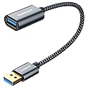 SUNGUY 5Gbps USB 3.0 Extension Cable, 1FT USB A Male to Female Extender Cord, Braided High Data Transfer Compatible with Xbox, Hard Drive, Webcam, USB