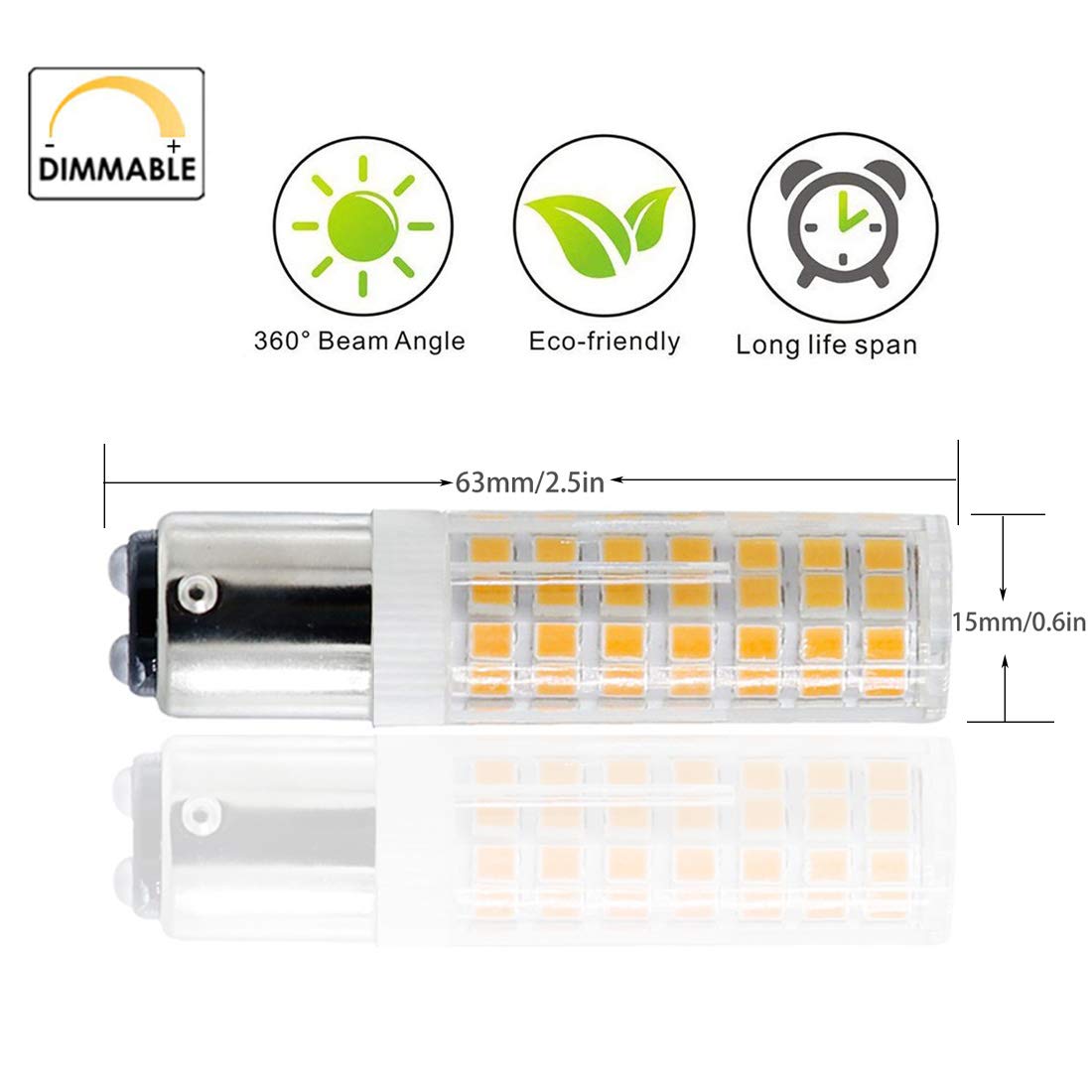 G MGY OLED BA15D LED Bulb, Dimmable BA15D LED Light Bulb, 60W Halogen Bulb Equivalent, 6W, AC120V, Double Contact Bayonet Base (Warm White, 4)