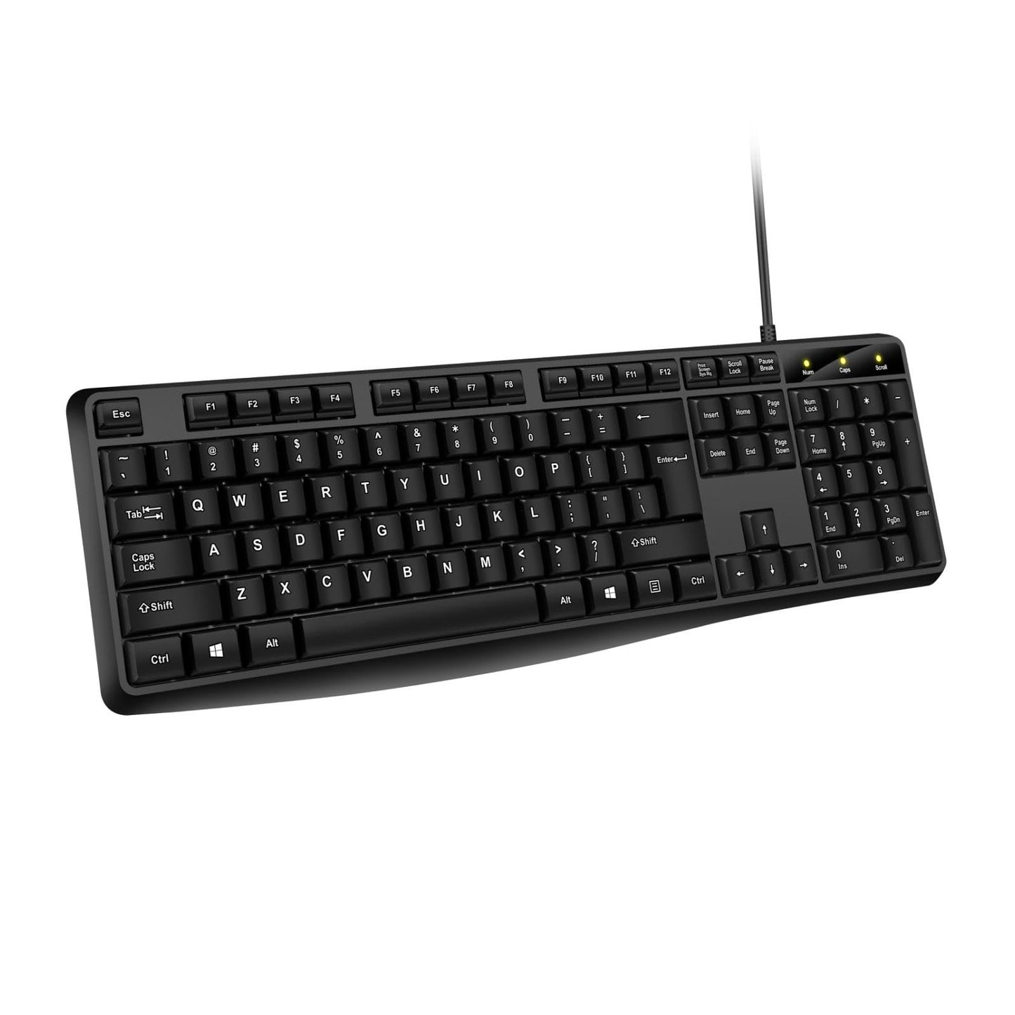 Wired Computer Keyboard, Plug Play USB, Large Number Pad, LED Indicators?Ergonomic, Foldable Stands,Anti-Wear Letters Full Size Keyboard,for Windows