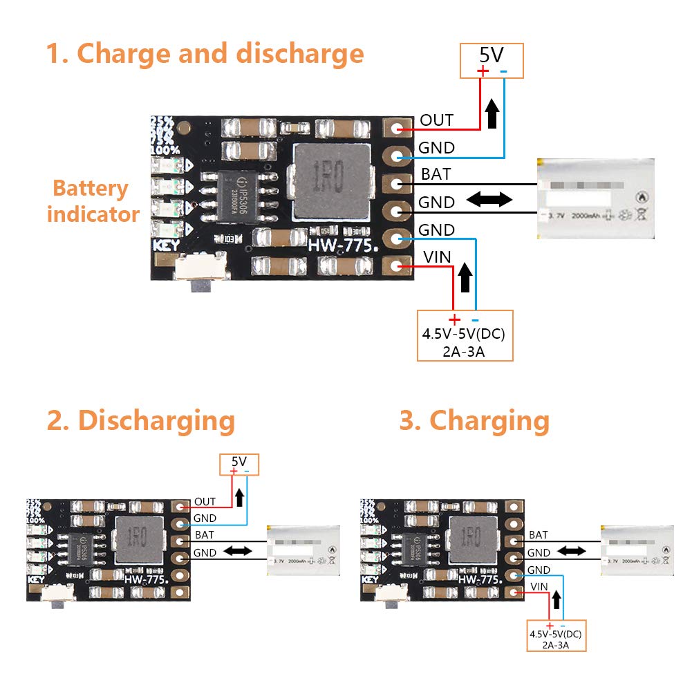 8PCS 2A 5V Charge Discharge Integrated Module 3.7V 4.2V for 18650 Lithium Battery Charging Boost Mobile Power Supply Charge and Discharge Protection…