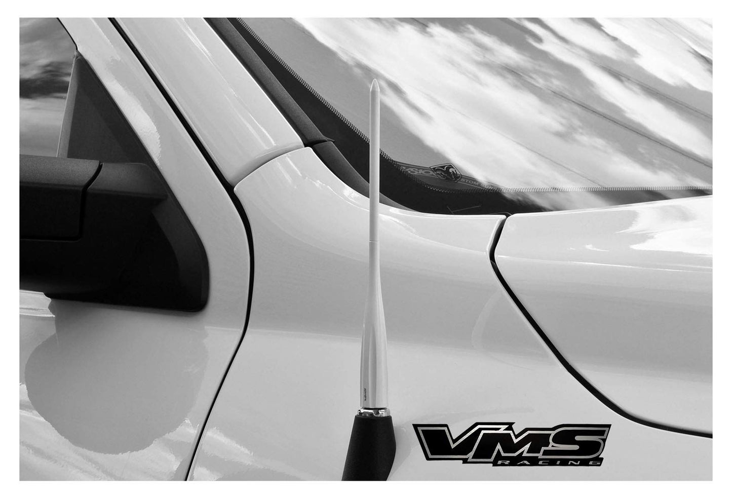 VMS Racing 9 inch SPIKE ANTENNA in WHITE Billet Aluminum Compatible with Dodge Ram 1500 2500 3500 09-19 2009-2019