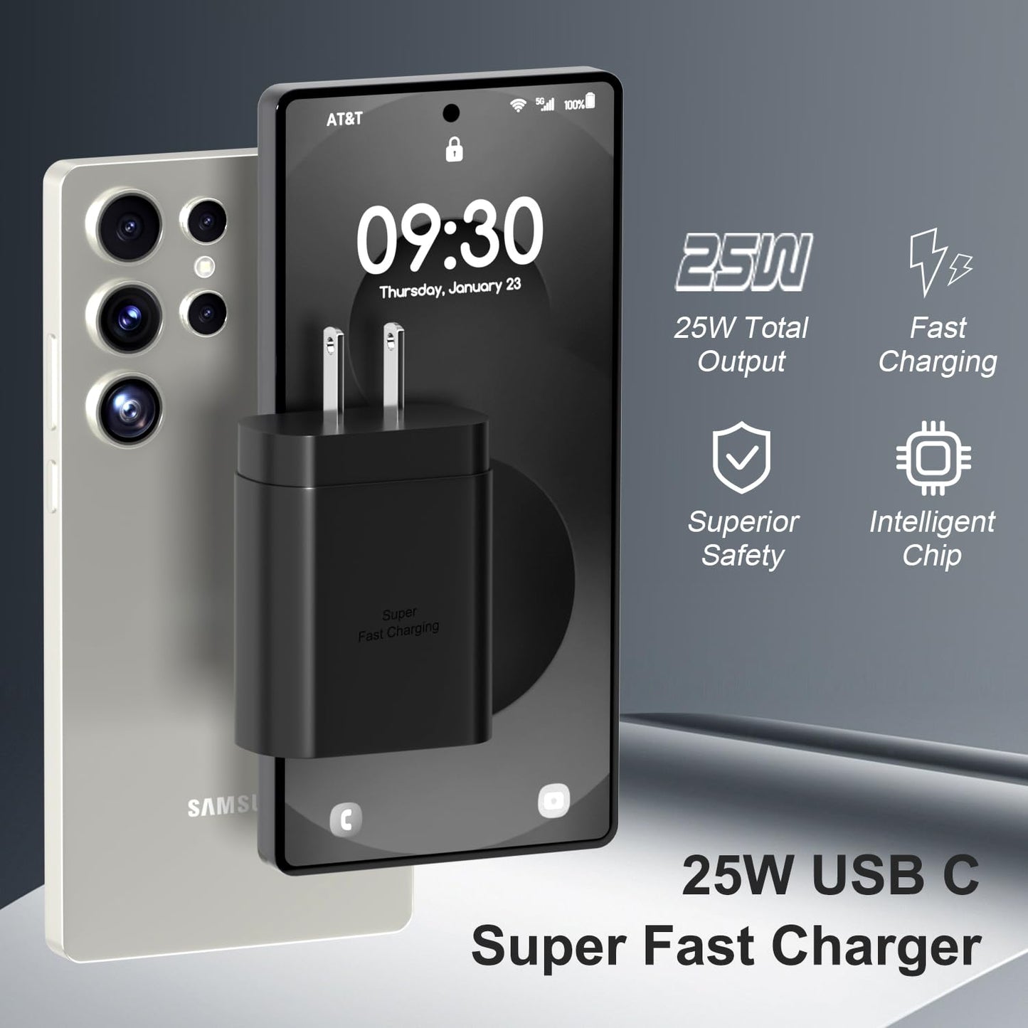 Samsung Super Fast Charger Type C, 4Pack 25W USB C Wall Charger Fast Charging Block &(6ft+10ft) x2 Long Android Type C Charger for Samsung Galaxy S26