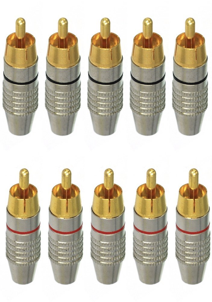 CESS RCA Plug Solder Gold Audio Video Connectors (10 Pack)