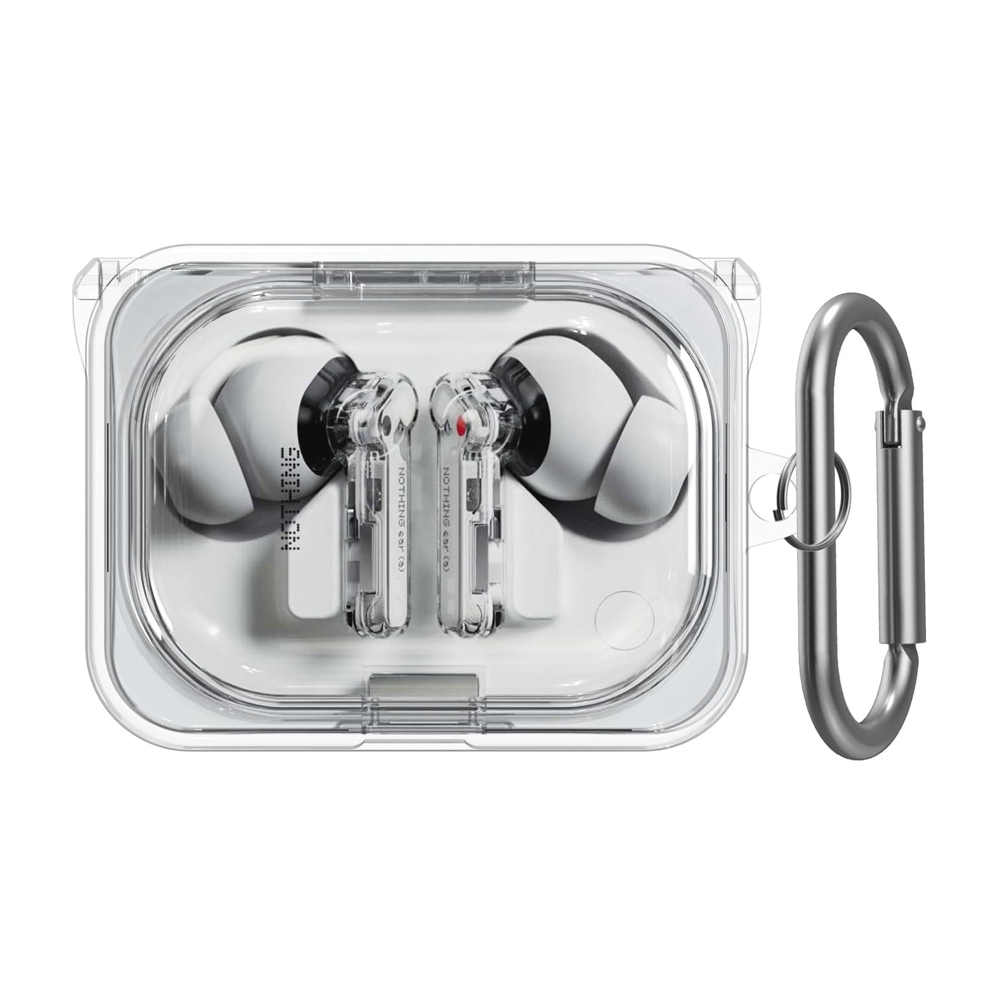 POZCIS for Nothing Ear (a) Case Cover, Clear Soft TPU Protective Earbuds Case with Carabiner Accessories