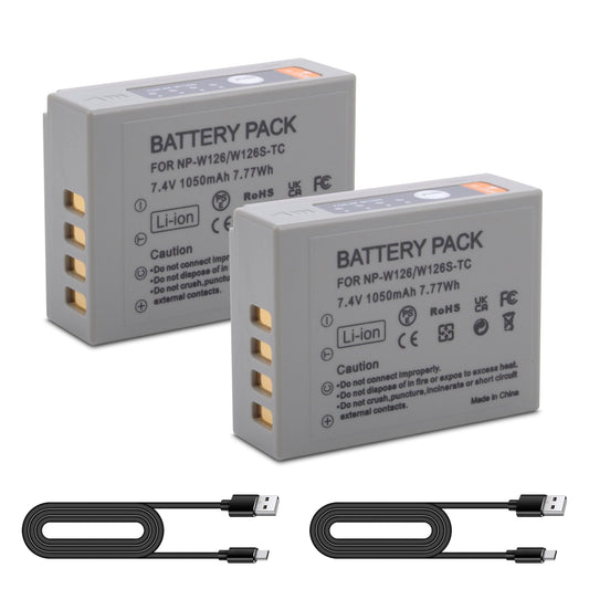 TZRONG 2 Pack NP-W126/W126S USB-C Charging Replacement Batteries, Camera Battery Fast Charging for Fujifilm XM5?X100V, X100VI, XS10, XT30 II, XE3