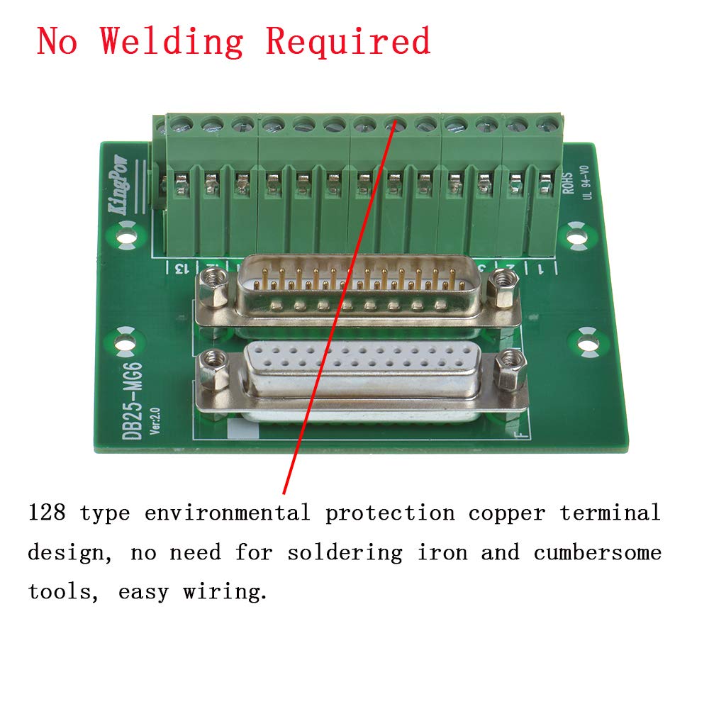 Molence DB15 Solderless Male Female Header Breakout Connector, RS232 D-SUB Serial to 15-pin Port Terminal Adapter Connector Breakout Board